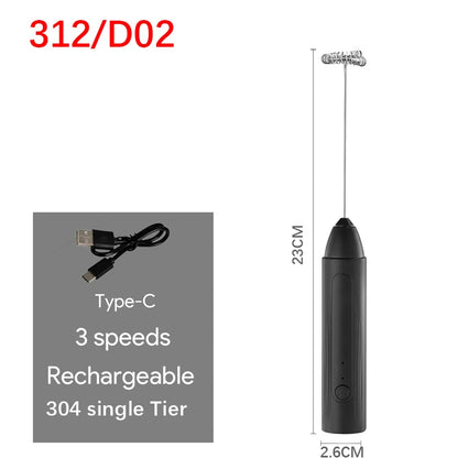 Mini Milk Frother – USB Rechargeable 3-Speed Coffee Whisk