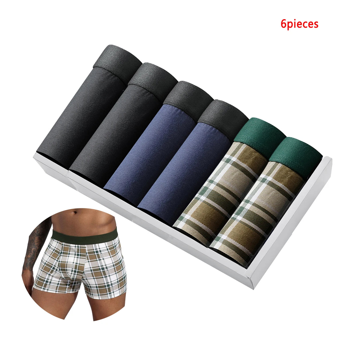 Men’s Boxer Shorts 6 Pack – Soft Cotton Stretch Underwear