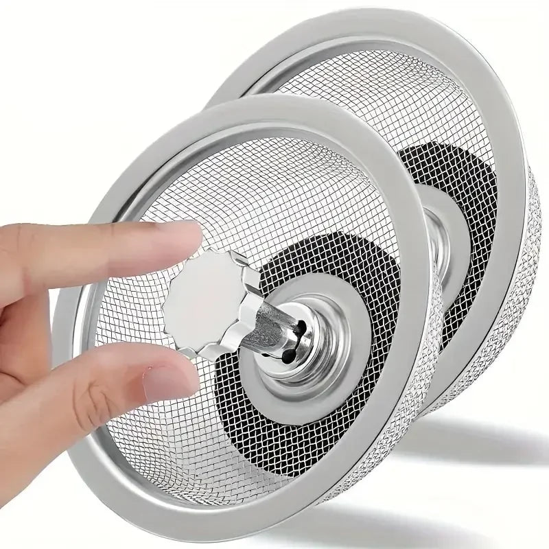 Kitchen Sink Strainer Basket with Handle & Stopper 2-Pack