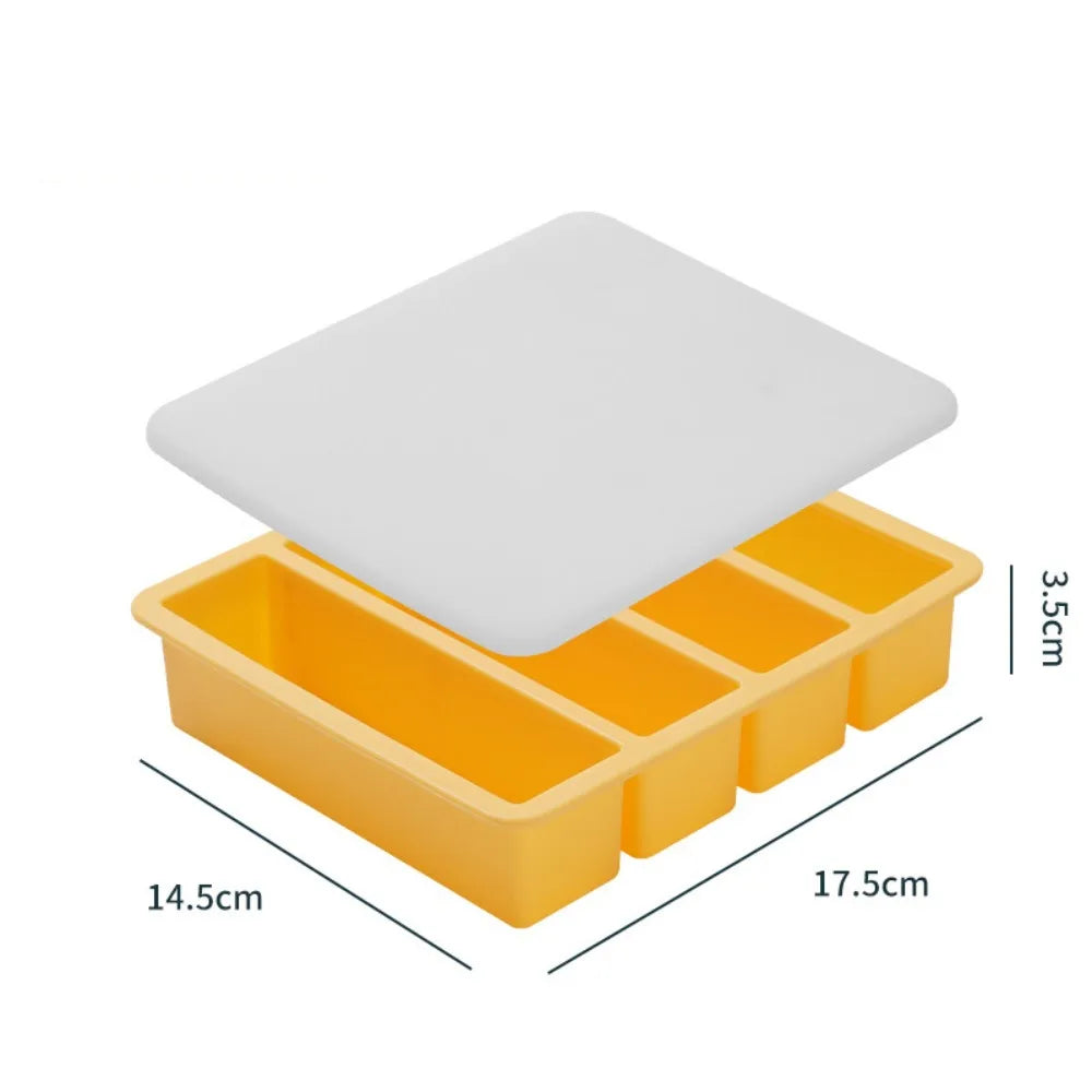 Silicone Freezer Tray 4 Grid Food Storage Mold with Lid