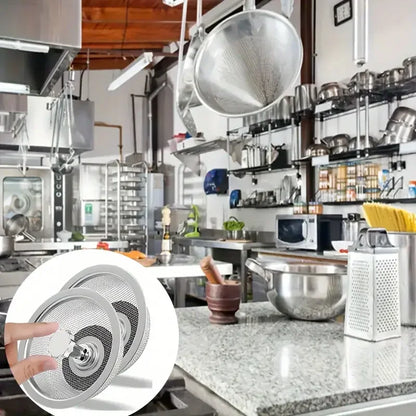 Kitchen Sink Strainer Basket with Handle & Stopper 2-Pack
