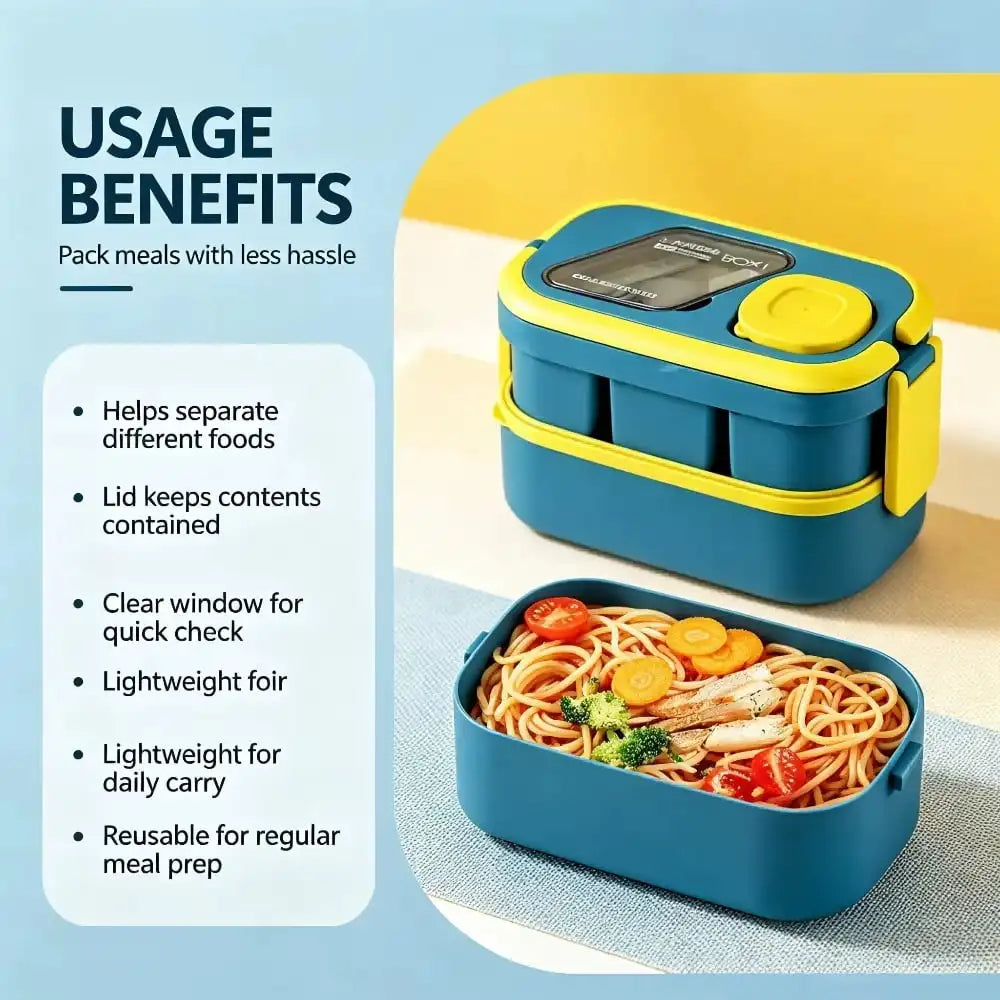 Stackable Bento Box Leak-Proof Lunch Container With Spoon & Fork