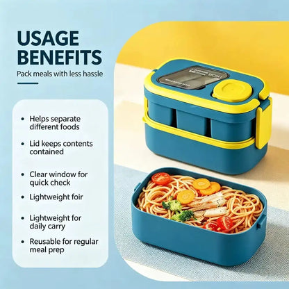 Stackable Bento Box Leak-Proof Lunch Container With Spoon & Fork