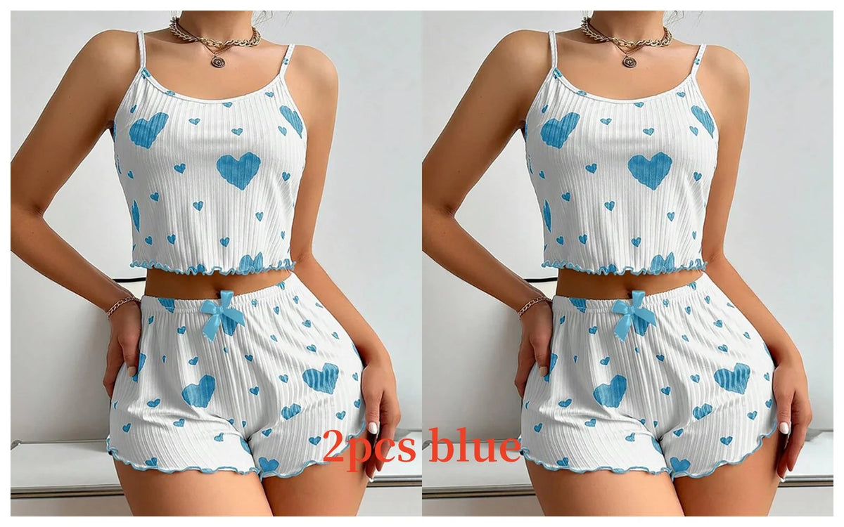 Women’s Pajama Set – 2 Piece Tank Top & Shorts Sleepwear