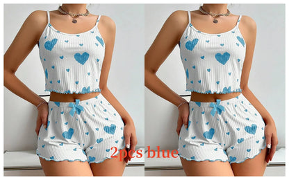 Women’s Pajama Set – 2 Piece Tank Top & Shorts Sleepwear