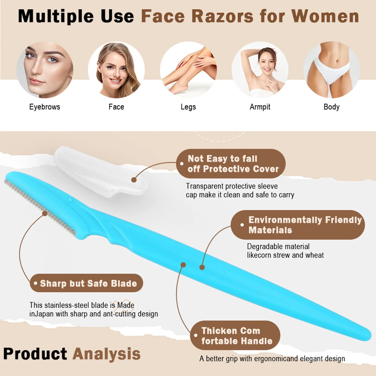 Eyebrow Razor Stainless Steel Trimmer Facial Hair Shaper