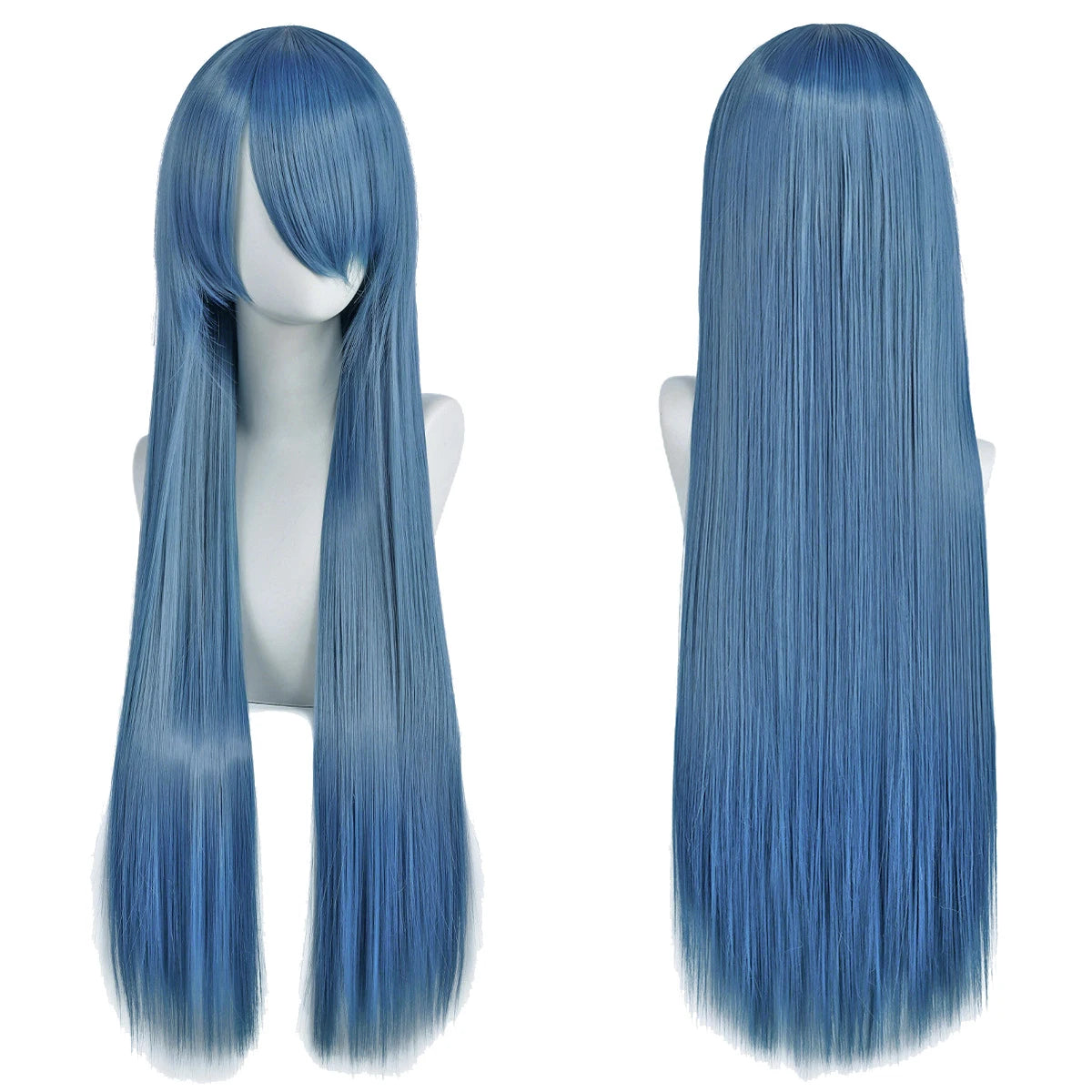 80cm Long Synthetic White Purple Cosplay Wigs Green Hair Straight Silver Wig Pink Hairpiece Lolita Wig with Bangs