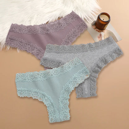 Cotton Panties for Women – Floral Lace Briefs 3-Pack