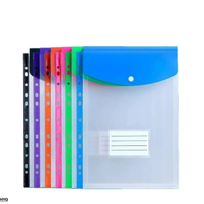 A4 File Folder – Plastic Envelope Pockets with Adhesive Snaps & Holes