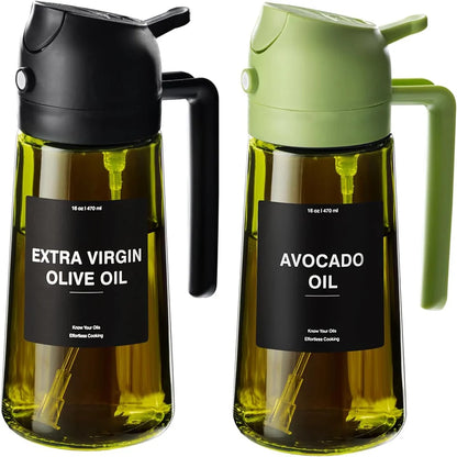 Oil Sprayer 470ml 2-in-1 Glass Olive Oil Dispenser Bottle