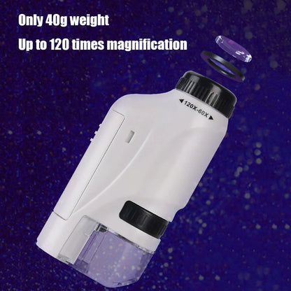Pocket Microscope for Kids – 60-120X Handheld Science Kit