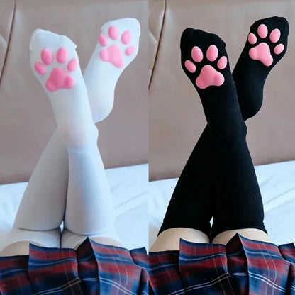 Cat Paw Socks – 3D Knee High Cotton Novelty Socks for Women & Girls