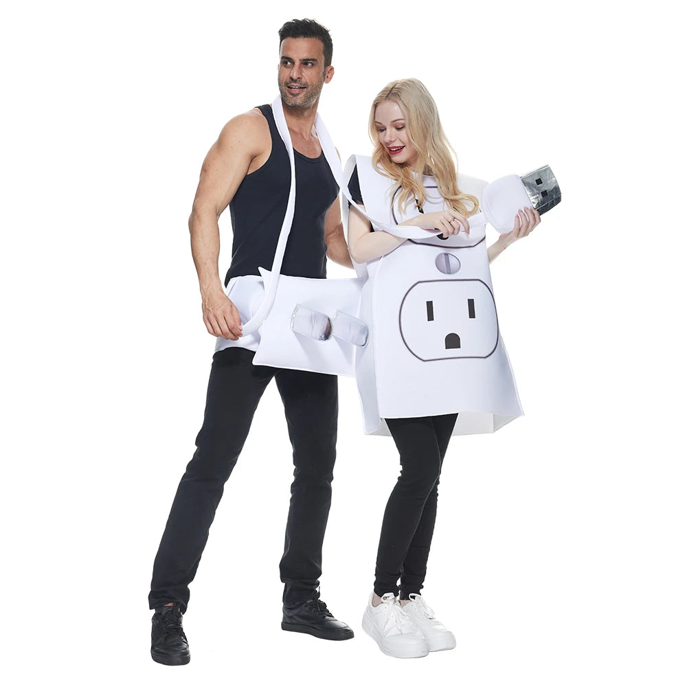 Adult Funny USB/Light Plug and Socket Couple Set Halloween Costume Carnival Easter Purim Fancy Dress