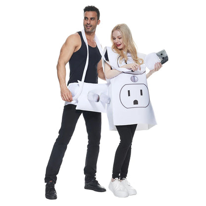 Adult Funny USB/Light Plug and Socket Couple Set Halloween Costume Carnival Easter Purim Fancy Dress