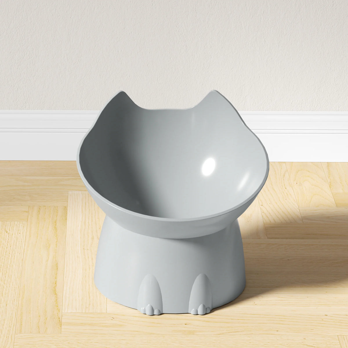Elevated Cat Bowl Raised Plastic Feeding Dish with Tilted Edge
