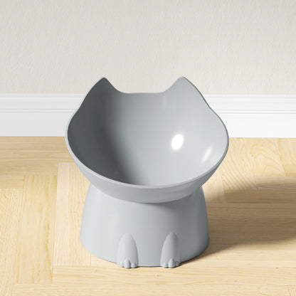 Elevated Cat Bowl Raised Plastic Feeding Dish with Tilted Edge