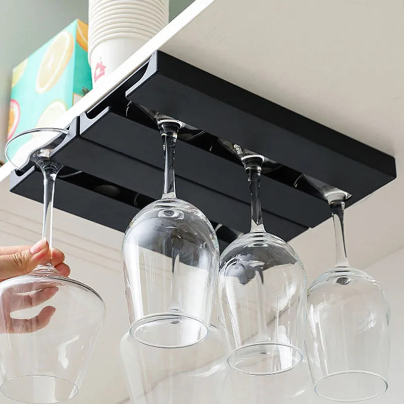 Wine Glass Holder Wall Mounted No-Tools Stemware Storage Rack