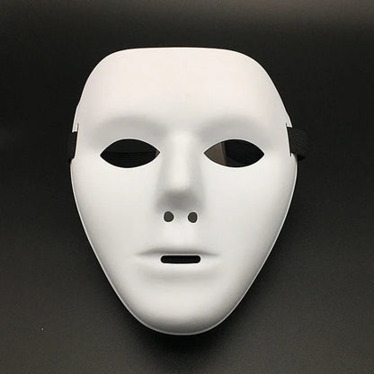 Masquerade Halloween Full Face Mask Hand Painted White Death Clown Black Gold Adult Street Dance Eye Mask Prop