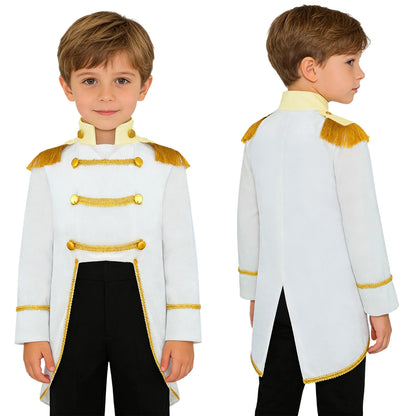 Baby Boys Prince Costume Long Sleeve Tailcoat Jacket Royal Court Marching Band Uniforms Halloween America Drum Costumes