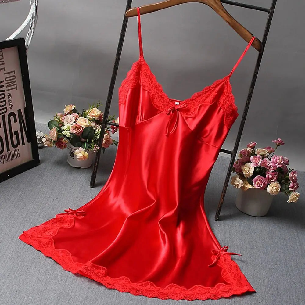 Women’s Nightgown – Lace V-Neck Camisole Sleepwear