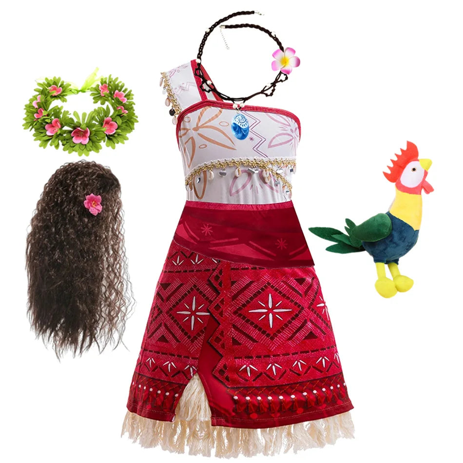 New Movie Girl Dress 2026 Halloween Party Ocean Adventure Costume Princess Clothes Children Vaiana Outfit Dress