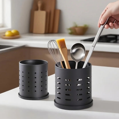 Cutlery Holder Black Stainless Steel Kitchen Organizer