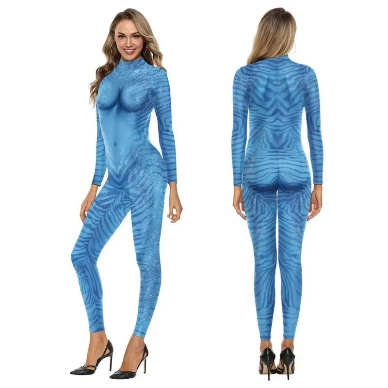 Movie Avatar Cosplay Costume Themed 3D Digital Print Jumpsuit for Men and Women 3D Digital Print Jumpsuit Halloween Zentai