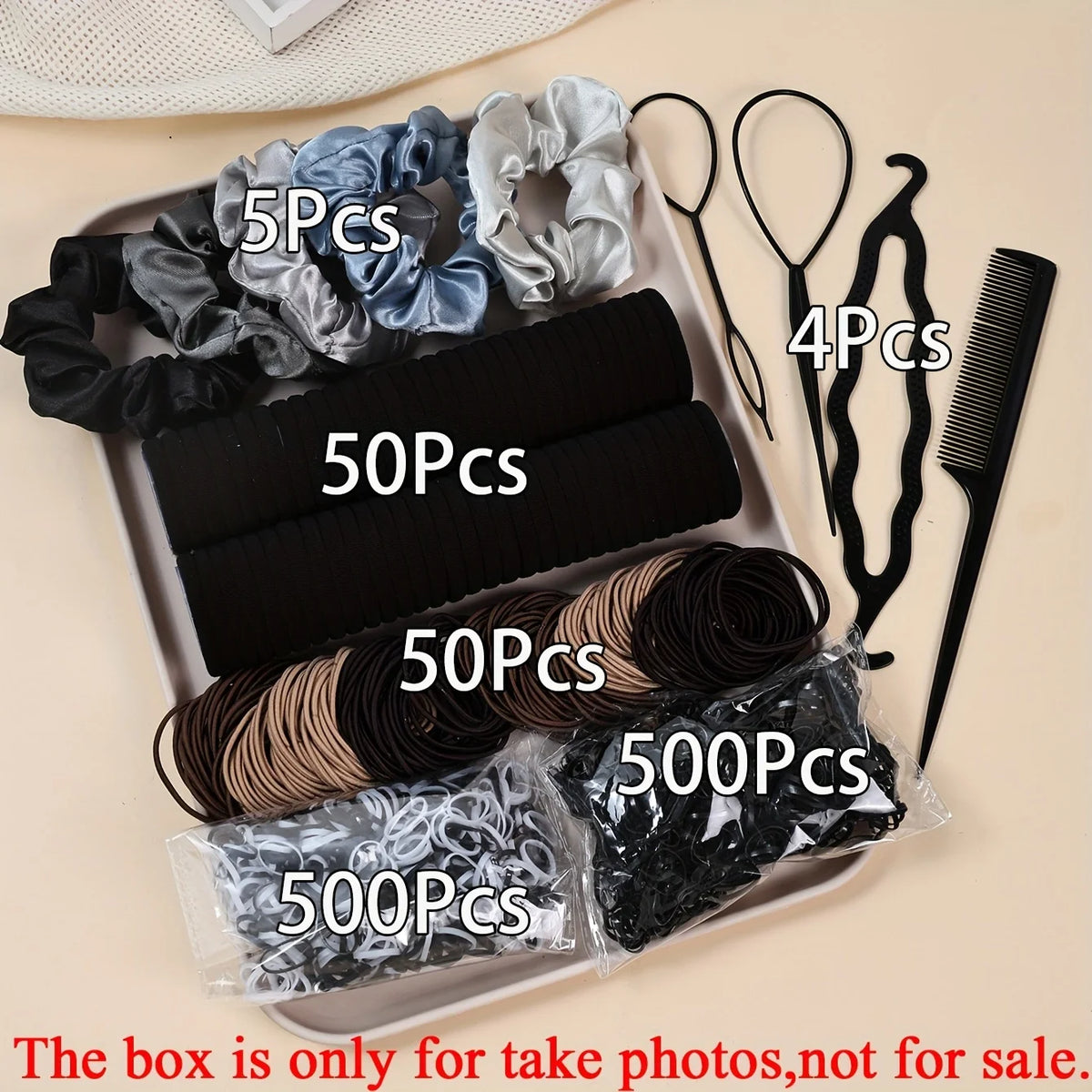 Women’s Hair Accessories Set – Elastic Hair Ties & Scrunchies