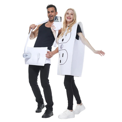 Adult Funny USB/Light Plug and Socket Couple Set Halloween Costume Carnival Easter Purim Fancy Dress
