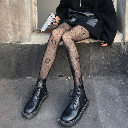 Gothic Spider Web Tights – Retro Mesh Hosiery