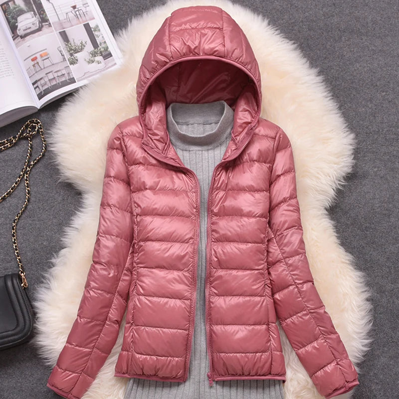 Women Puffer Jacket 15 Colors Plus Size 5XL 6XL 7XL 2025 New Spring Autumn Female Ultra Lightweight Packable Hooded Down Coats