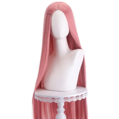 40Inch Long Straight Cosplay Wig Centre Parting Central Split Blond Pink Rose Red Purple Heat Resistant Synthetic Hair Wigs