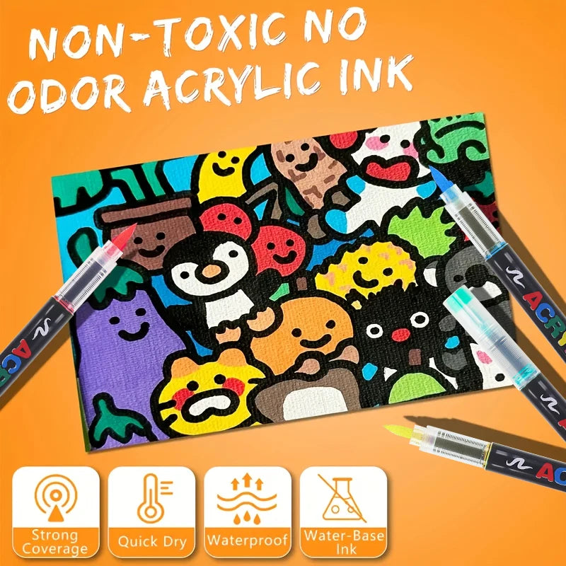Acrylic Paint Markers – Brush Tip Pens for Wood, Rock & Canvas