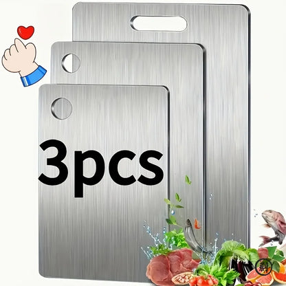 Stainless Steel Cutting Boards – 3-Piece Set with Juice Groove