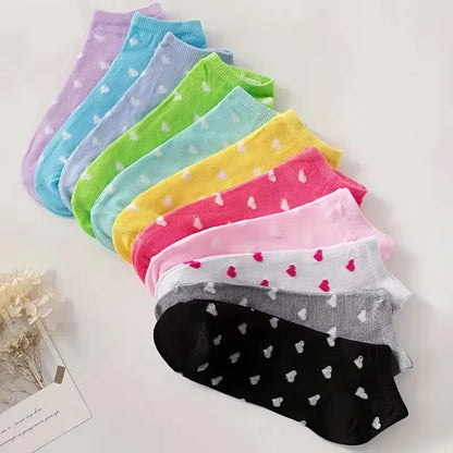Heart Print Socks – Women’s Cotton Ankle Socks for Everyday Wear