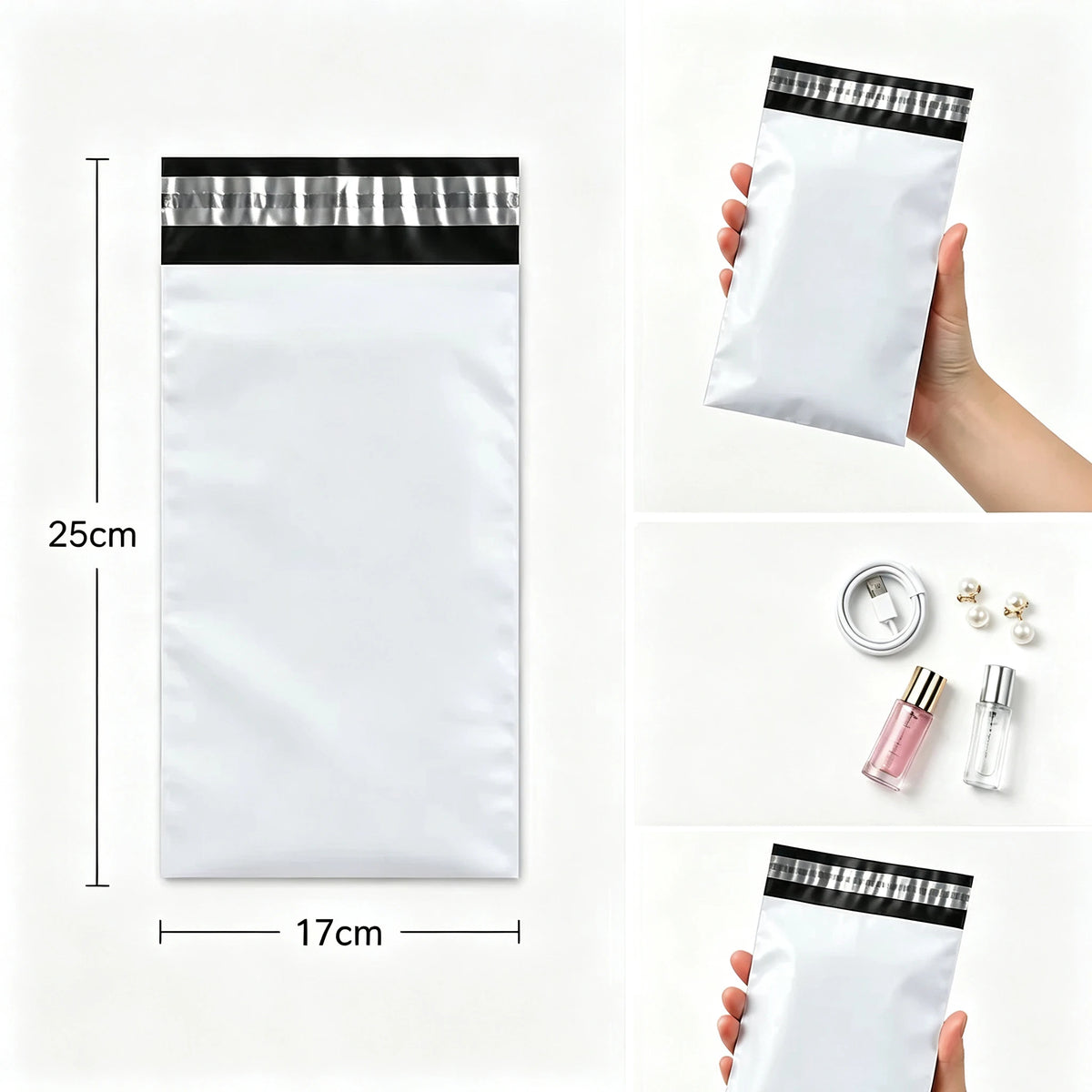 White Poly Mailer Bags – Self-Adhesive Shipping Envelopes 50 Pack