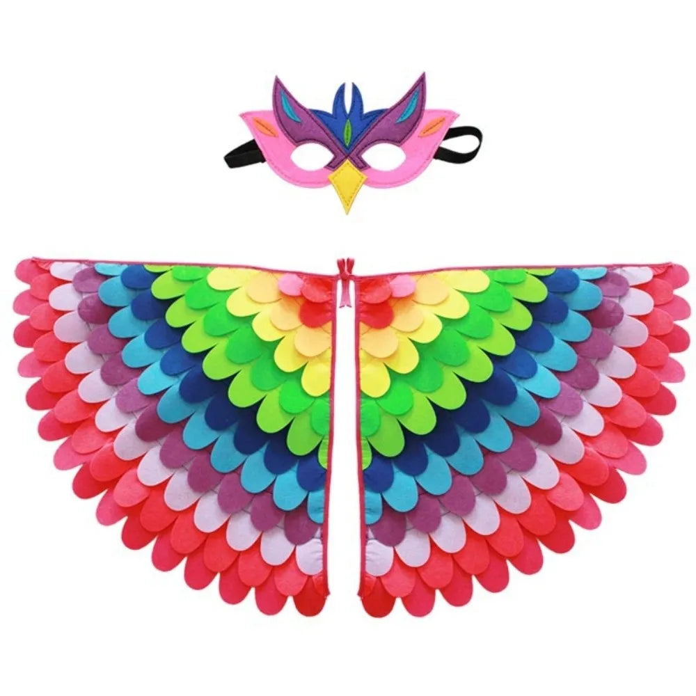 Cute Felt Cloth Halloween Cloak with Mask Bird Wings Owl Halloween Children Costume Robe Cosplay Cape Mask Set Costume Ball