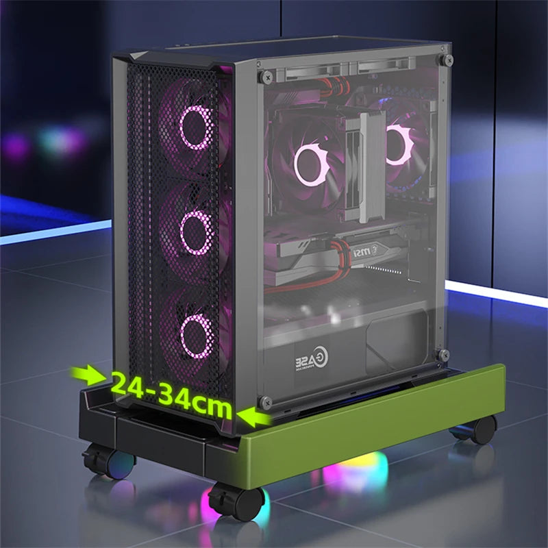 Adjustable CPU Holder Stand with Cooling Fan Mobile PC Tower Stand