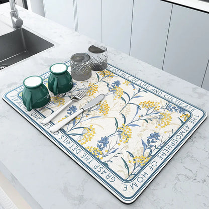 Kitchen Drying Mat Absorbent Dish & Coffee Counter Mat