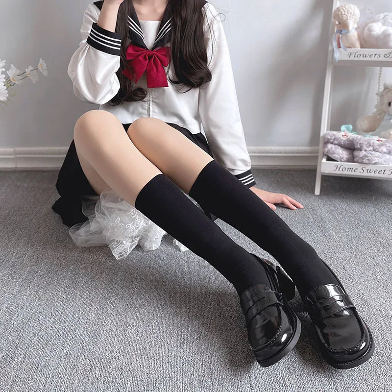 Knee High Socks for Women – Solid Color Long Socks 2-Pack