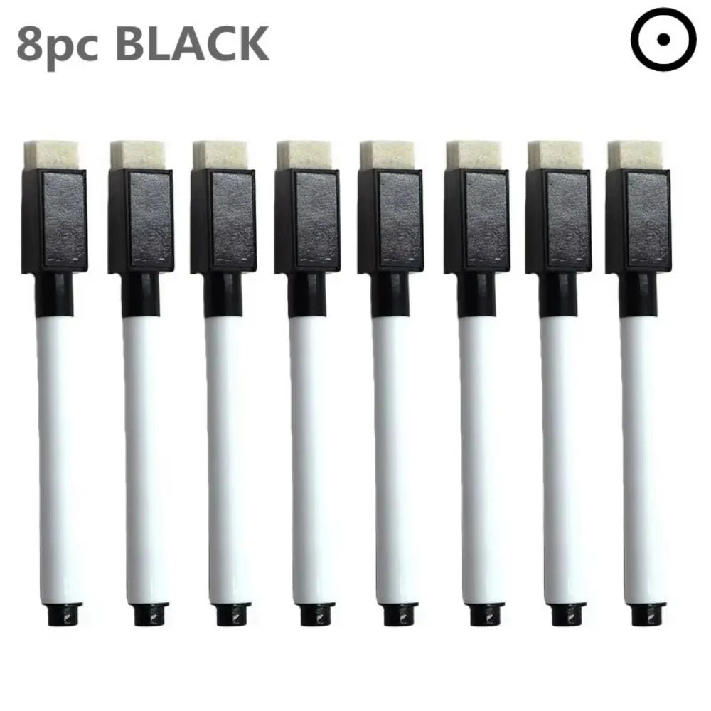 Erasable Whiteboard Markers – 8-Color Set with Eraser