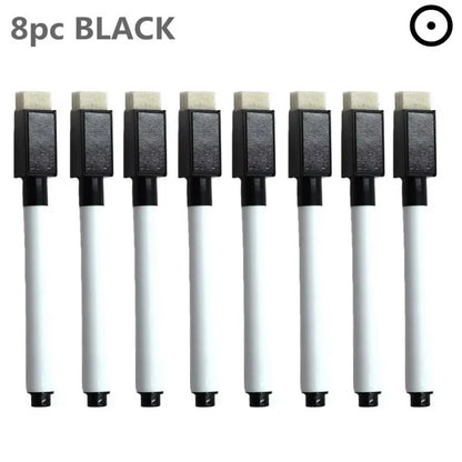 Erasable Whiteboard Markers – 8-Color Set with Eraser