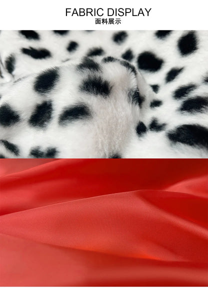 3 Pcs Women Halloween Deville Coat Costume Dalmatian Shawl Scarf Cosplay Accessories Halloween Costume 1920s 1950s Costume Set