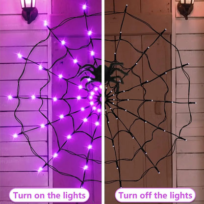 Halloween LED String Light Spider Web Ghost Festival Atmosphere Light for Haunted House Party Decoration Colorful Lighting