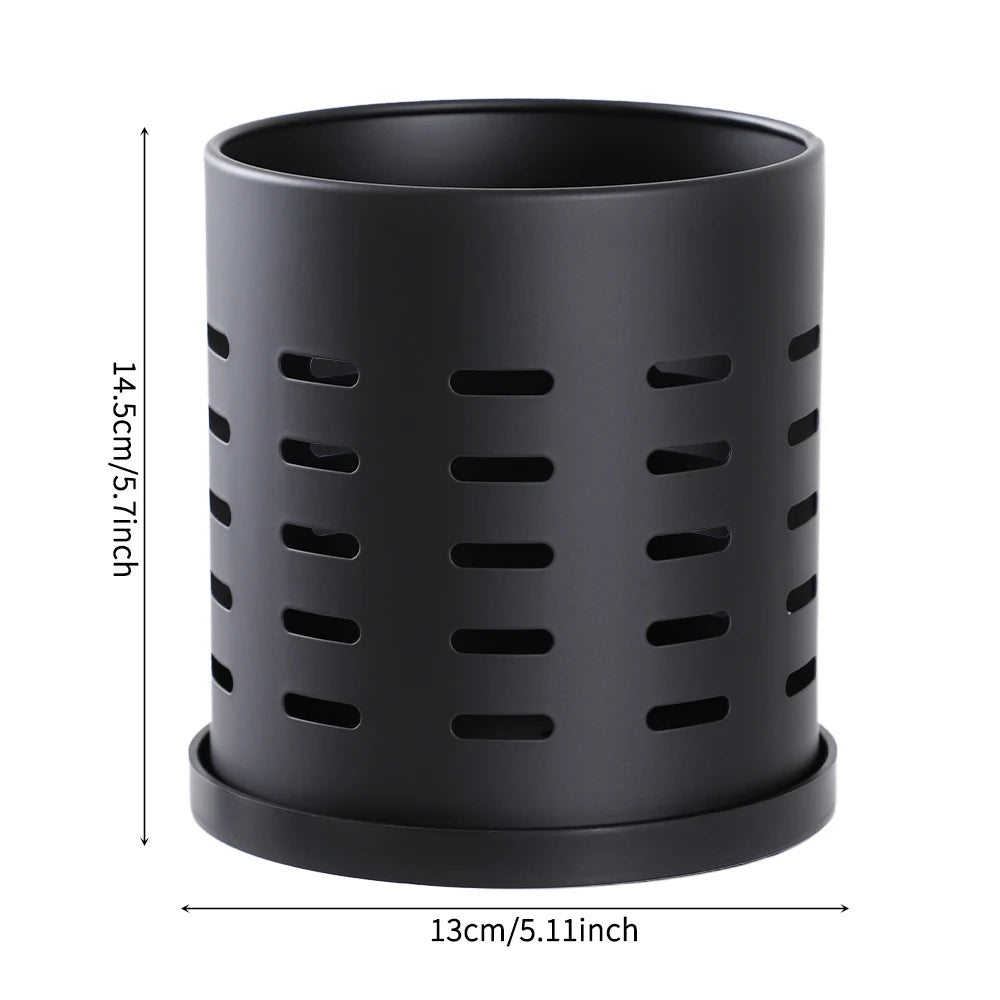 Cutlery Holder Black Stainless Steel Kitchen Organizer
