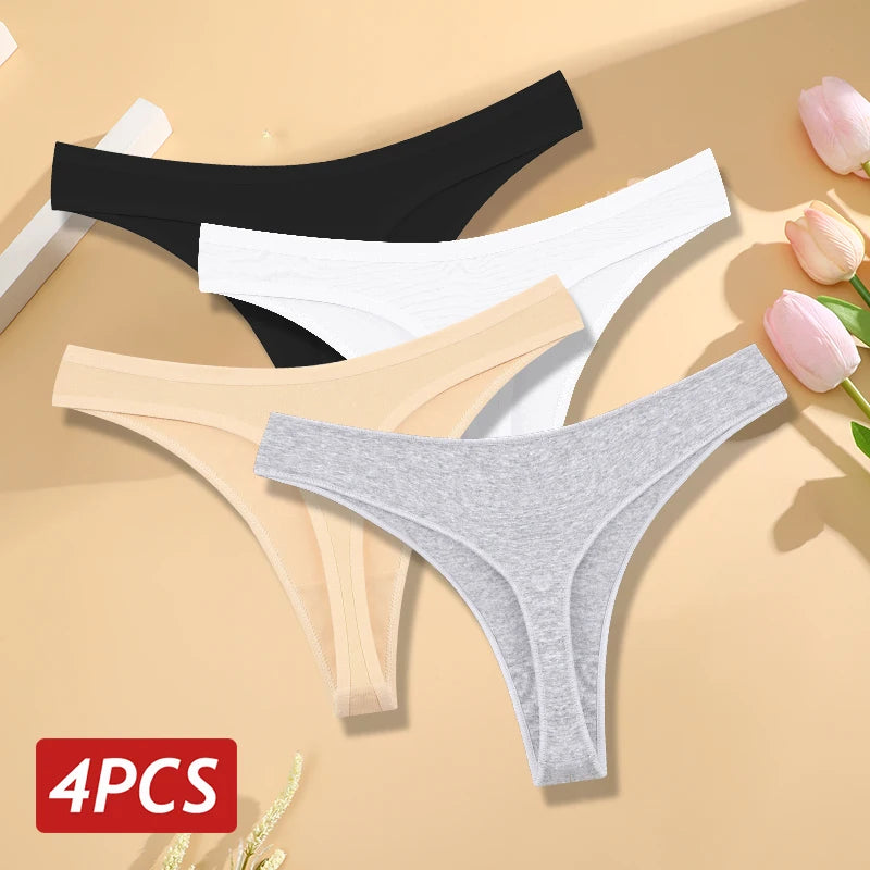 Women’s Cotton Thongs – Seamless Low Rise Underwear