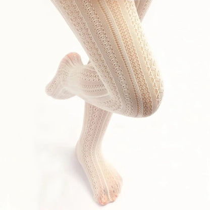 White Lace Tights – Hollow Out Patterned Hosiery