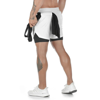 Men's Running Shorts 2-in-1 Quick Dry Gym Workout Sports Shorts