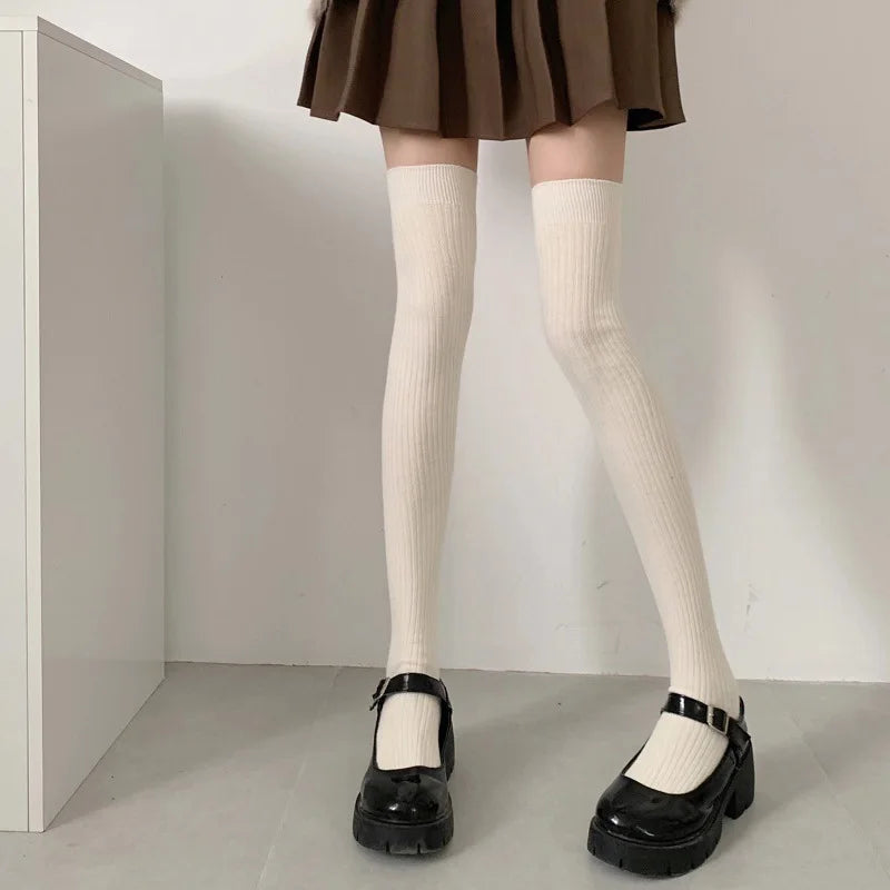 Women’s Knee High Socks – Classic Striped Cotton Style