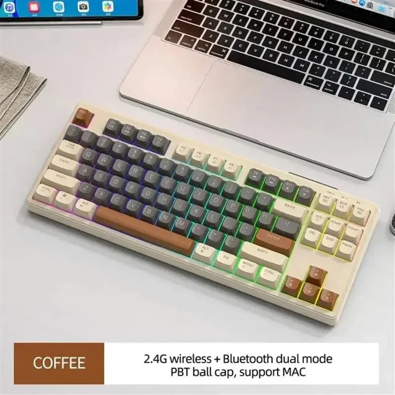 Wireless Gaming Keyboard 87 Key Bluetooth RGB Keyboard with Mouse